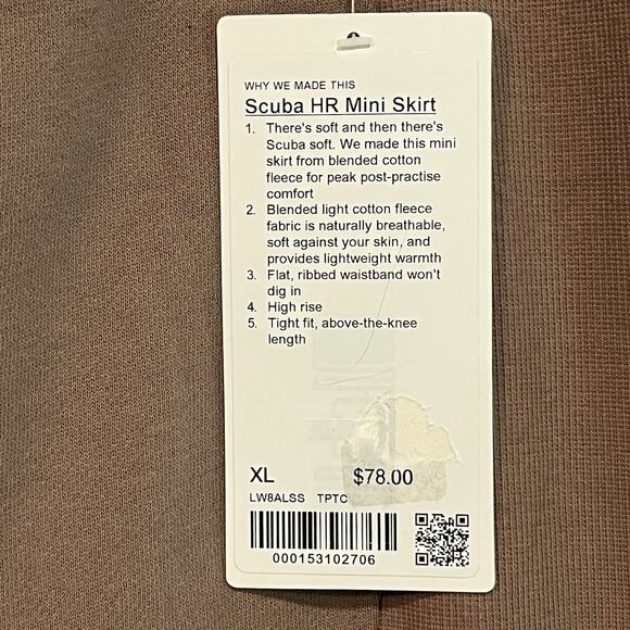 Lululemon Scuba HR Mini Skirt Light Brown Size XL Above Knee NWT Athleisure - Picture 6 of 7